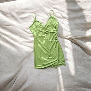 Inspired Hearts Metallic Green Mini Dress ✨